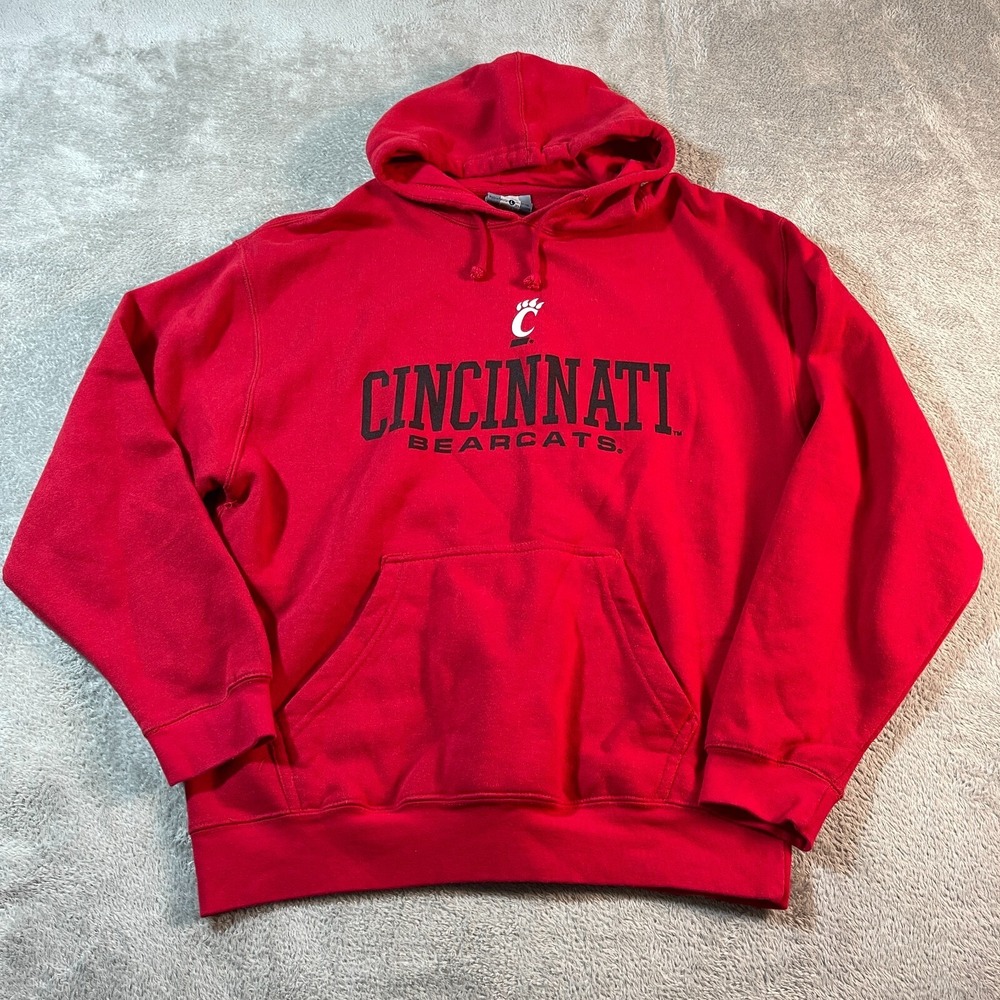 Vtg J. America Cincinnati Bearcats Red‎ Hoodie Pullover L  Basketball Athleisure